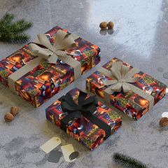 Black Santa Reading By The Fire - Gift Wrapping Paper