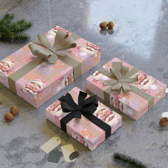 PINK DISCO BLACK SANTA - Gift Wrapping Paper Rolls, 1pc