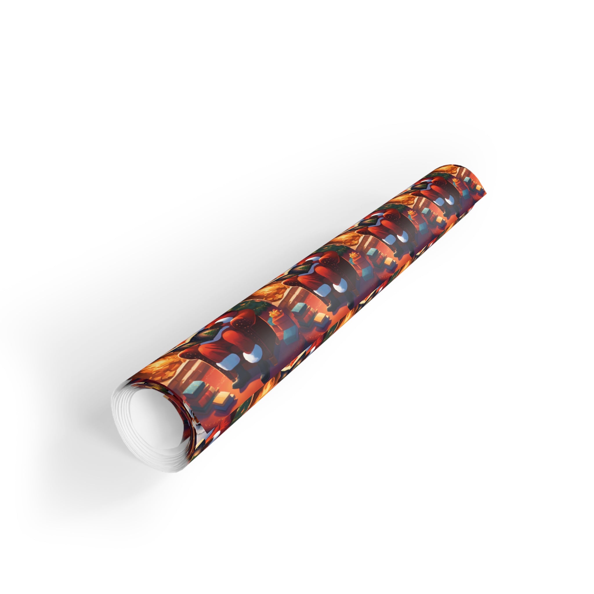 Black Santa Reading By The Fire - Gift Wrapping Paper